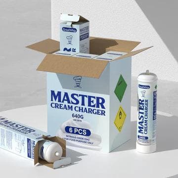 GreatWhip 640g Case of 6 N2O Cream Charger Cylinders